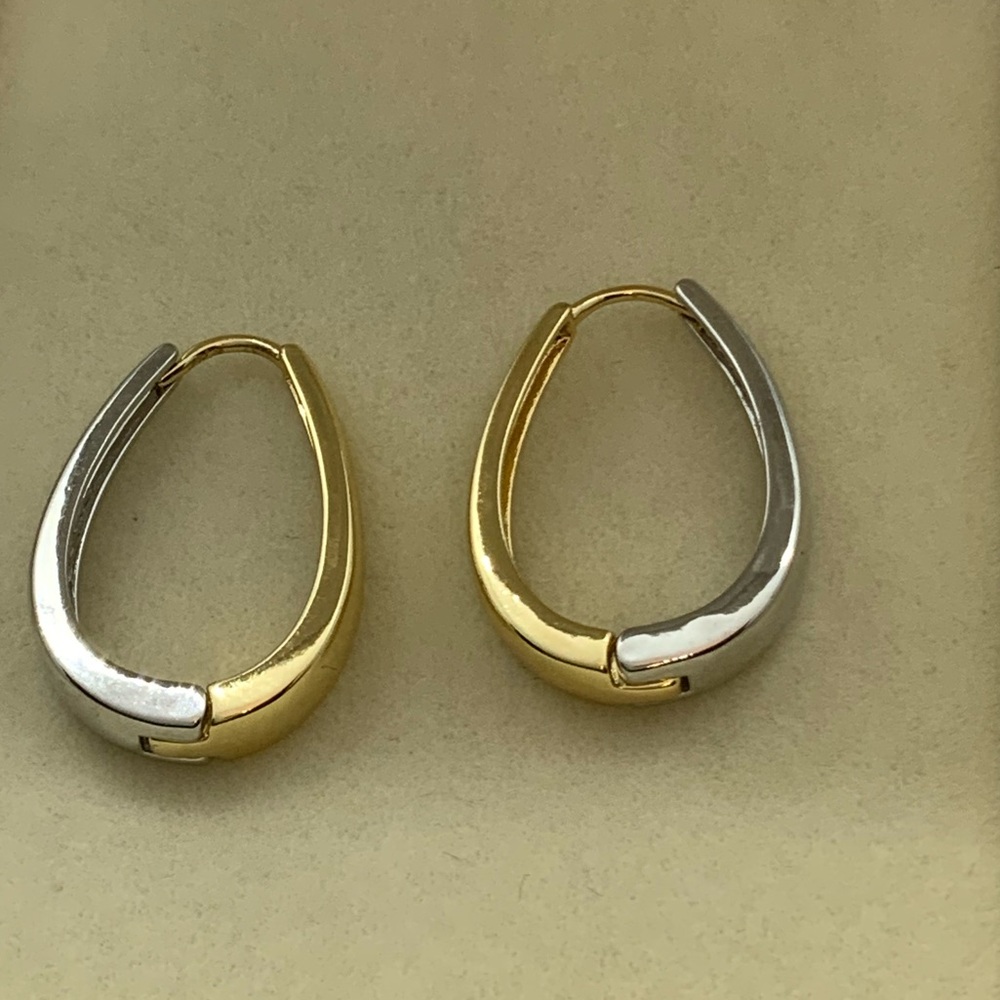 NORDSTROM RACK Two-Tone Oval Hoop Earrings - Picture 3 of 10